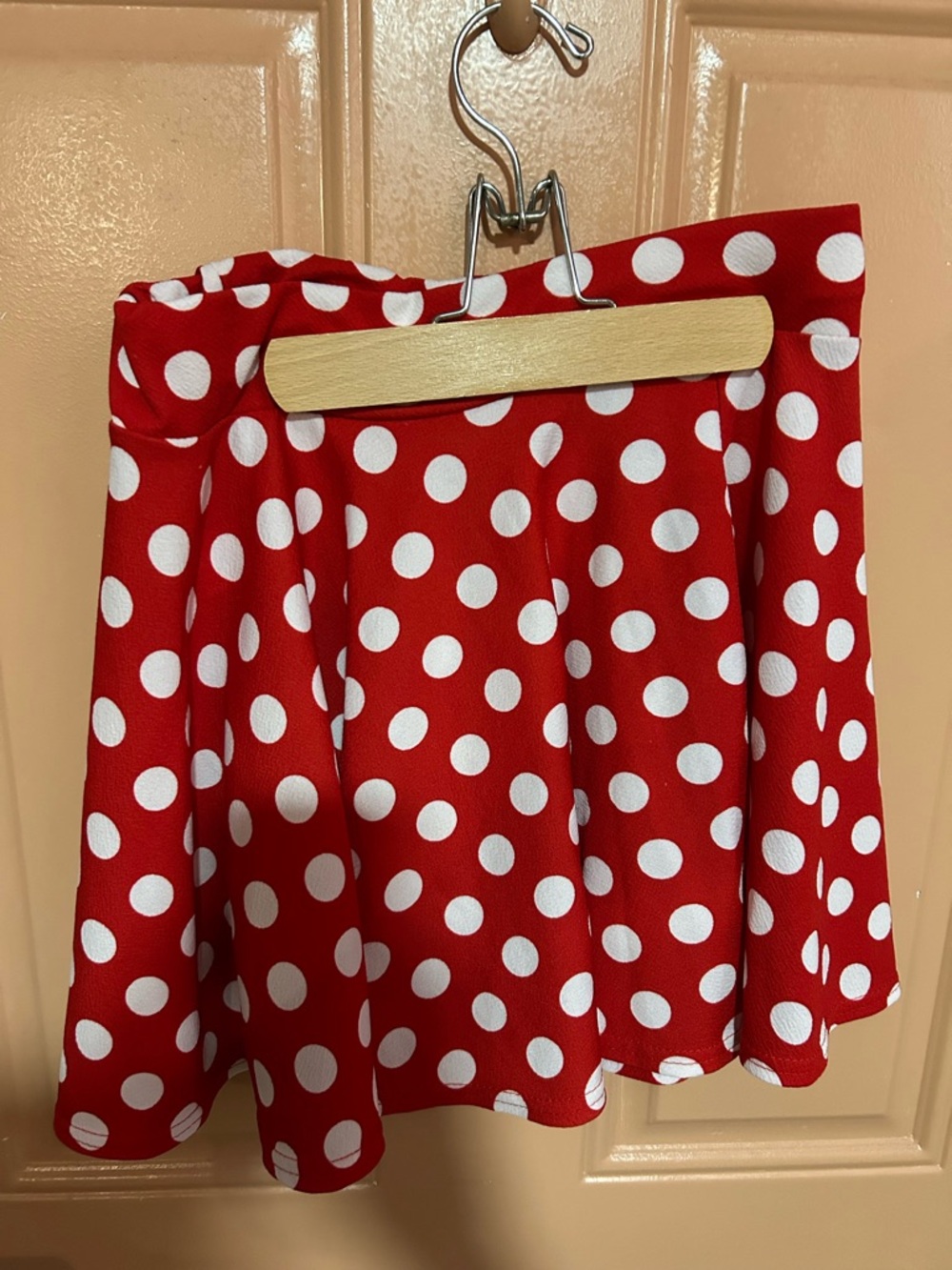 Red Polka Dot Skater Skirt - Women's Flared Mini size M - Picture 2 of 5
